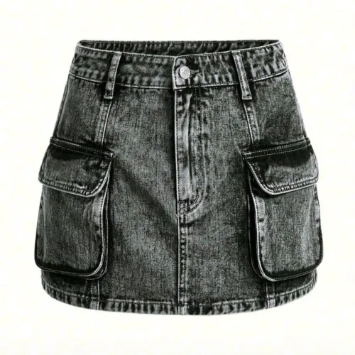 Saia Jeans Cargo Preta Feminina | Streetwear / Y2K | Entrego em mãos ou envio<br>