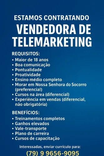 Contratando vendedora