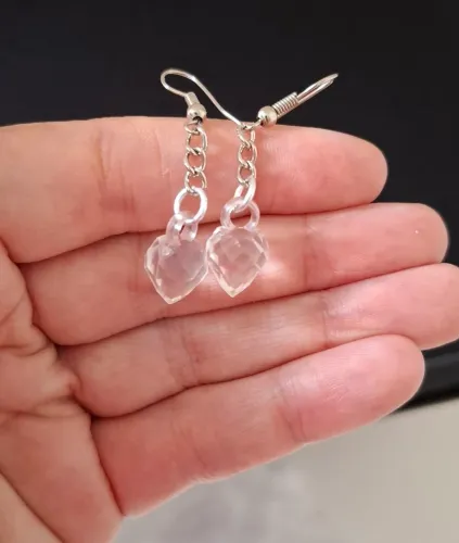 Brinco de Coração em Cristal Transparente