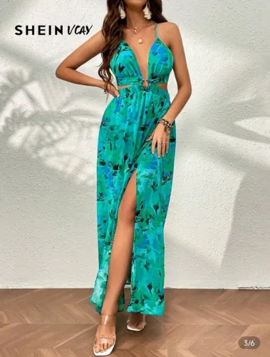 Vestido longo estampado SHEIN
