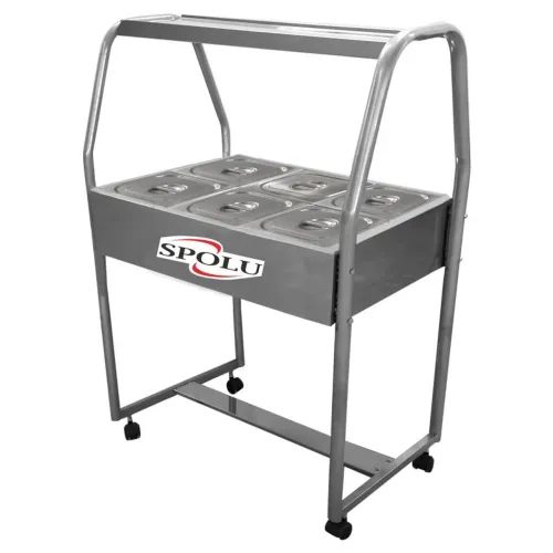 NZ. Buffet carrinho AQUECIDO 6 cubas+tampas inox SPOLU 