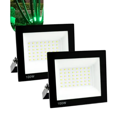 Kit 2 Refletor Led 100w Holofote Bivolt Branco Frio Prova D Agua