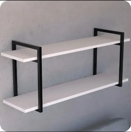 Prateleira de Parede em Metal Preto com 2 Níveis