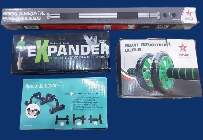  Kit Completo de Exercícios Físico funcional, Turbine seu treino barra de apoio e outros