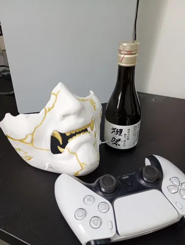 Máscaras PS 5 Ghost Yotei e Ghost Tsushima, tamanho real em 3D material super resistente
