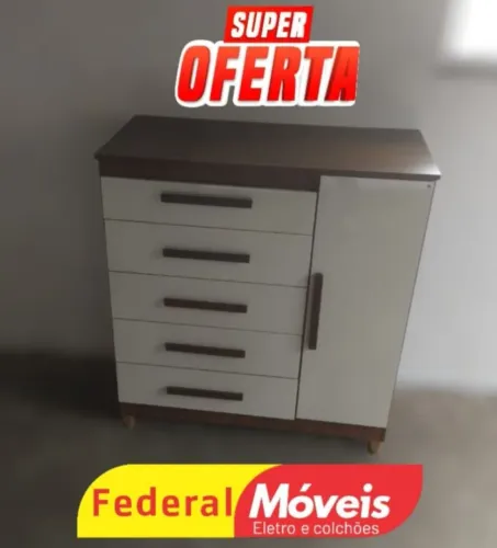 Cômoda 5 Gavetas e 1 Porta - Nova, Prática e Espaçosa!