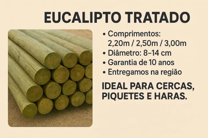 Eucalipto Tratado! Direto da usina de tratamento.