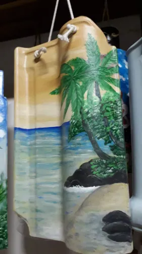 Telhas Decorativas Pintadas à Mão - Paisagem Tropical