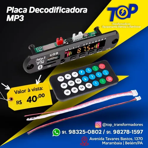 Placa Decodificadora MP3 com Controle Remoto