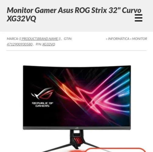 Monitor game Asus curvou xg32vq
