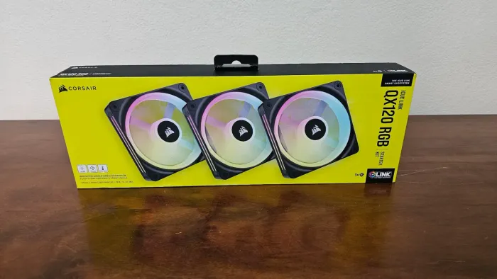 Kit com 3 ventoinhas Corsair icue link qx120, 120mm, rgb, preto