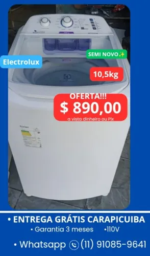 Máquina de Lavar 10kg $ 890,00 ELECTROLUX, Entrega Grátis Carapicuiba 