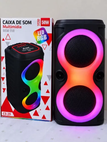 Caixa de som Bluetooth Com Led RGB Portátil USB FM TWS