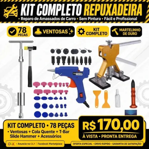 Kit Completo Repuxadeira Ventosas Reparo Amassados Carro 78p