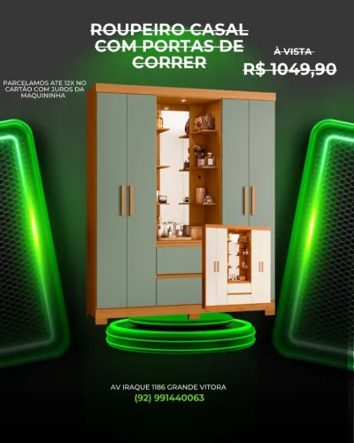 Guarda roupa casal com espelho e Led