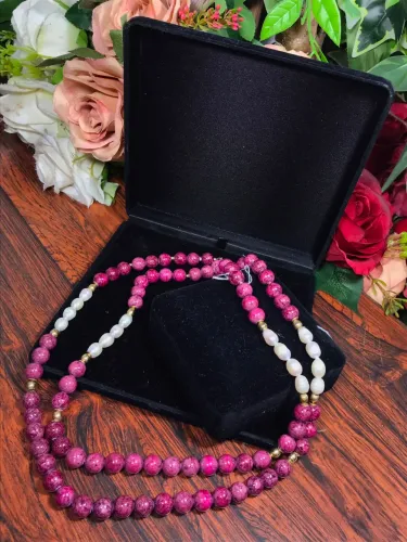 Colar de Pedra Jaspe Rosa