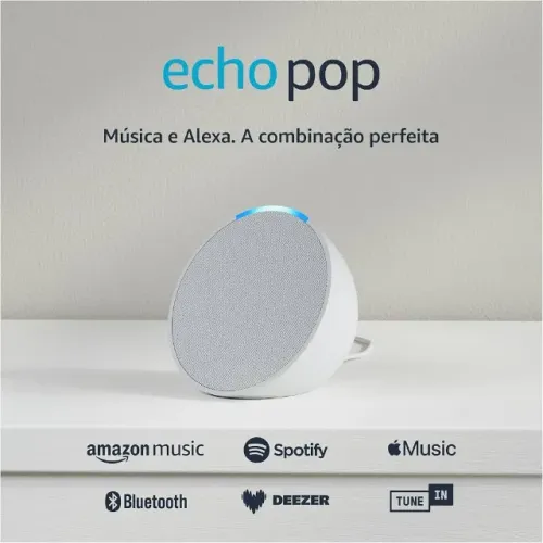 Caixa de Som Amazon Echo Pop Alexa/Bluetooth Branco/Preto - Novo e com garantia-Nexo Store