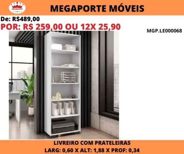 LIVREIRO C/PRATELEIRAS