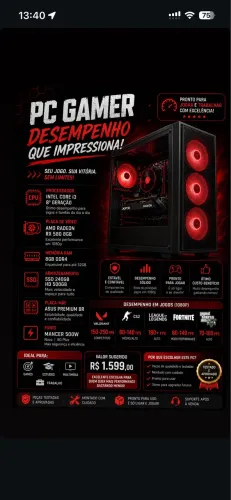 ? PC Gamer i3 + RX 580 8GB - Excelente Custo-Benefício | Pronto para Usar! ?