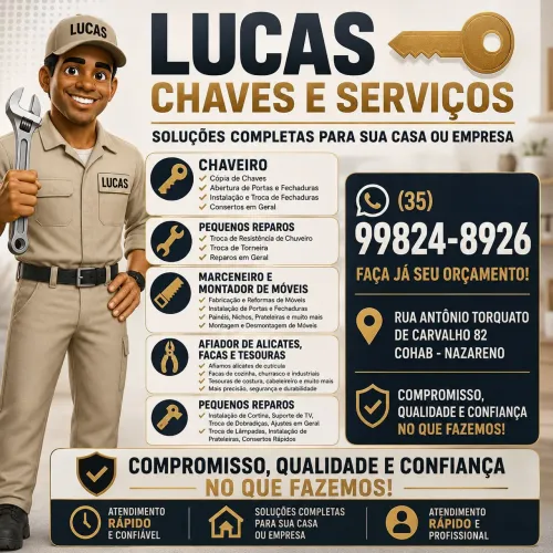 CHAVEIRO E SERVIÇOS GERAIS - NAZARENO/MG