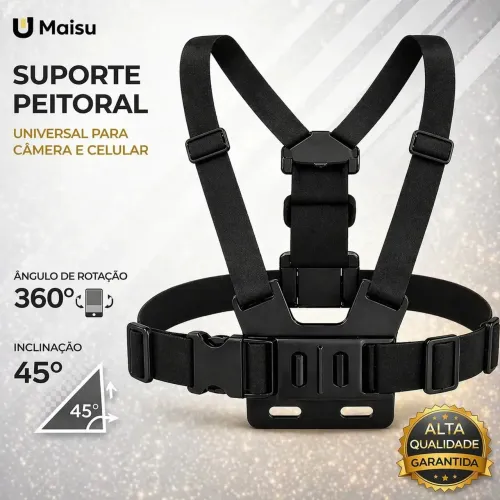 Suporte peitoral para camera Gopro e celular