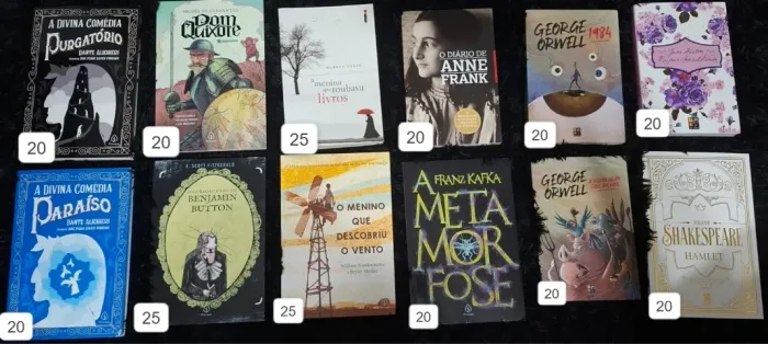 Livros clássicos de ficção - Dante, Shakespare, George Orwell, Anne Frank