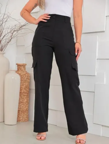 Calça Wide Leg Alfaiataria TAM P