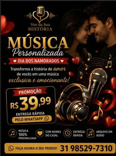 Música Personalizada Dia dos Namorados ? R$ 39,99