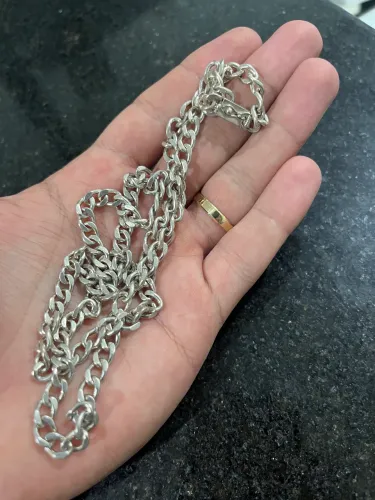 Cordão grumet maciço, prata 950!