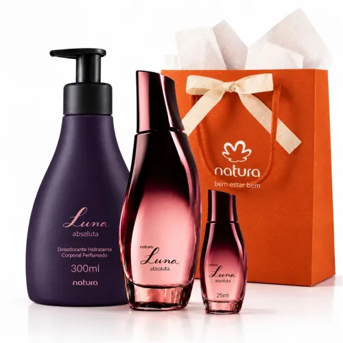 Perfume Luna absoluta Original 75ml, miniatura 25ml e hidratante 300ml