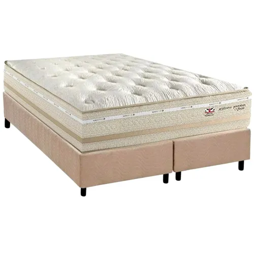 Conjunto box queen. Colchão molas Herval Maxspring C1626 + Base CRC Suede Clean