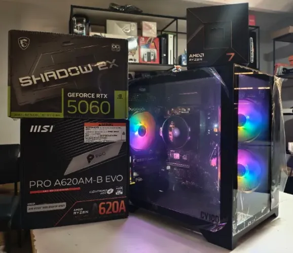 Pc gamer Ryzen 7 8700F, 16GB ram DDR5, RTX 5060 8GB, M2 nvme 512GB, parcelo no cartão