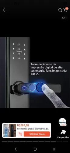 Fechadura digital biometria, cartão, touch screem senhas, acesso remoto bluetooth