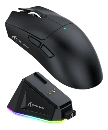 Mouse Gamer X11 Attack Shark Tri Mode 22000dpi Paw3311 Dock Cor Preto