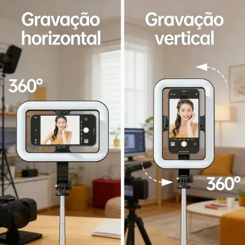 Ring Light Luminária Led 3 Cores Bastão De Tripe Bluetooth