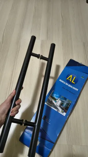 Puxador Duplo para Porta Pivotante Preto Fosco 50 cm - Novo, Nunca Usado