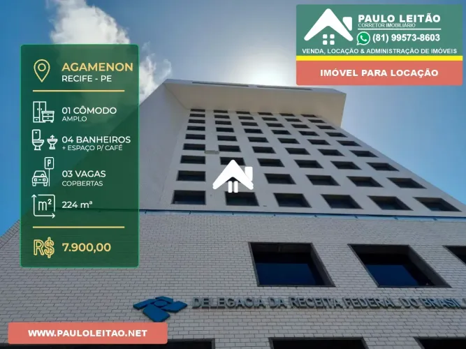 Recife, Excelentes Salas com 225 m2, 3 vagas na Av Agamenon por R$ 7,900  reais. Taxas inc