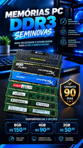 Memória DDR3 2, 4 e 8GB