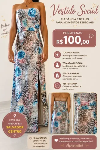 Vestido social lantejoulas tamanho P