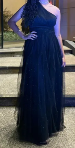 Vestido longo preto elegante de festa (usado 1x)