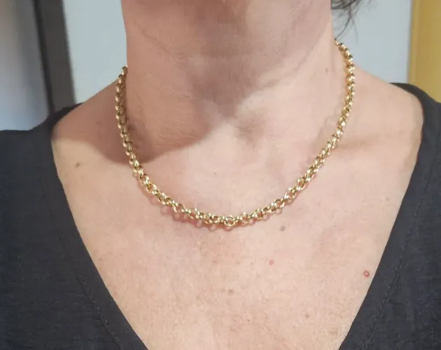 Gargantilha de ouro 18k elo portuguesa