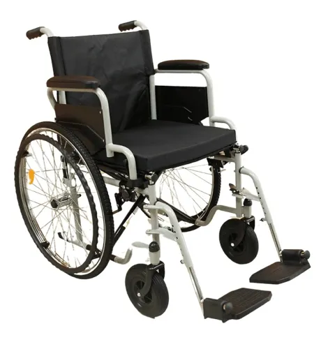 Cadeira de rodas básic aço carbono suporta até 125kg 46cm largura do assento.