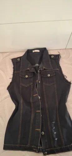 Colete jeans Preto