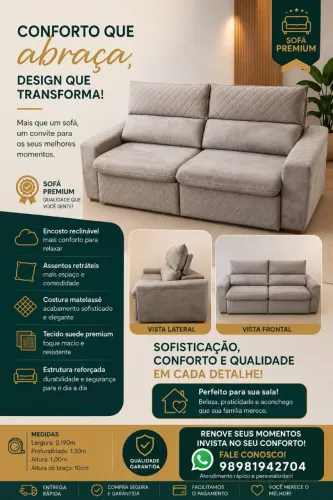 Sofá retrátil luxo seminovo gigante