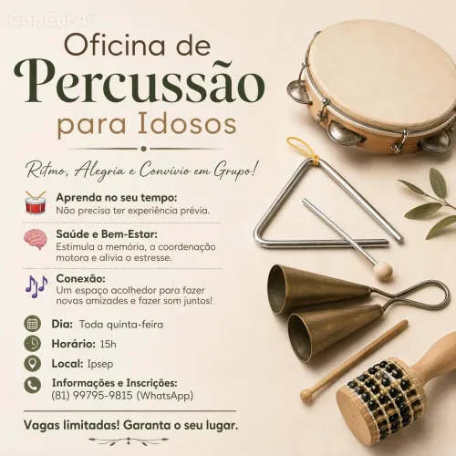 Aula de percussão para idosos