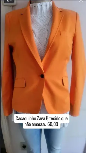 Casaco curto zara laranja perfeito e belíssimo