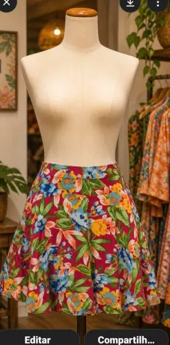 SAIA CURTA ESTAMPADA TAMANHO P TECIDO VISCOSE