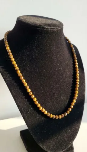 Colar chocker olho de tigre natural prata 925