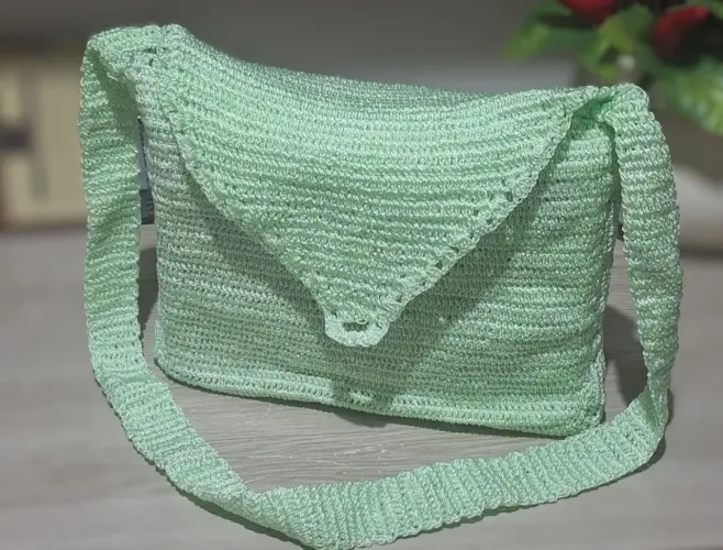 Bolsa de Crochê Artesanal Feminina Verde Pastel Estilo Tumblr