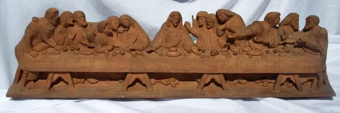 Santa Ceia de madeira